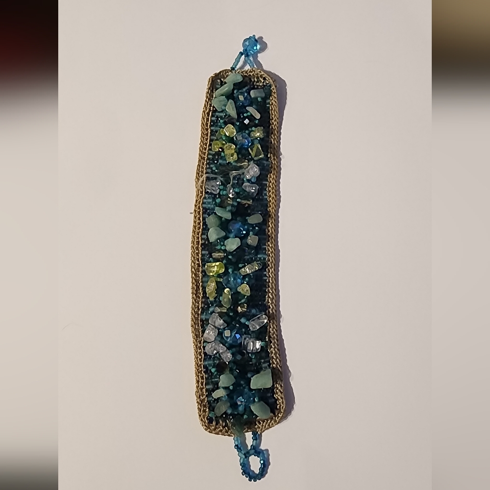 Beaded Bracelet with Blue and Green Stones